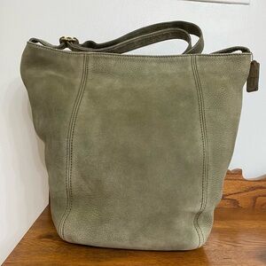 Coach Soft Bucket Nubuc Sage Green F5B-4943 Strap Wear Vintage (lighter)
